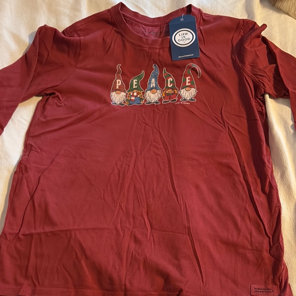 Life Is Good Red Long Sleeve Tee with Graphic Design
